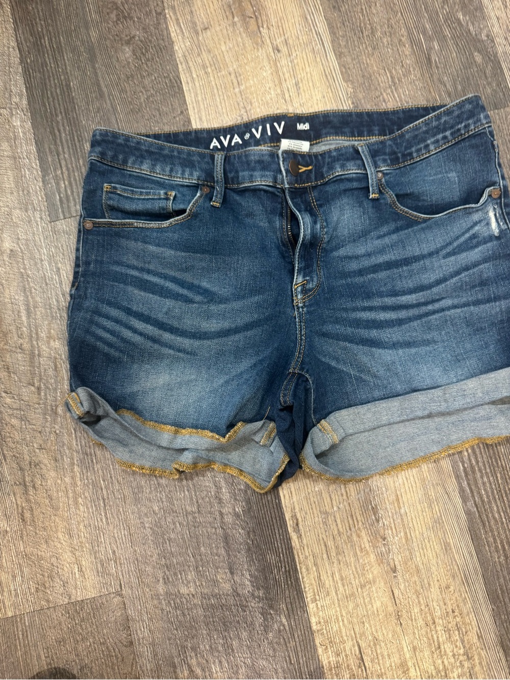 Ava & Viv Dark Blue Rolled Cuff Denim Shorts
